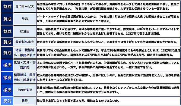 「年収103万円の壁」に関する見解