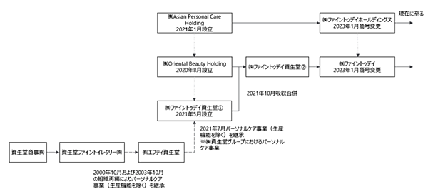 ファイントゥデイホールディングスの前身は資生堂グループのパーソナルケア事業。2021年7月に欧州の大手投資ファンドであるCVCキャピタル・パートナーズの傘下に入る形で分離独立、ファイントゥデイ資生堂として事業を開始した。2023年にファイントゥデイへ商号変更、2025年1月に持株会社制へ移行した。ヘアケア、スキンケア、ボディケア製品の生産・販売などの事業を展開している