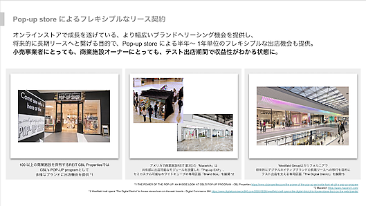 ポップアップストアによるフレキシブルなリース契約