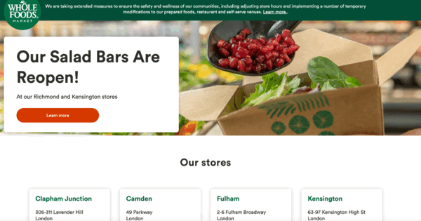 「Whole Foods Market」のサイト