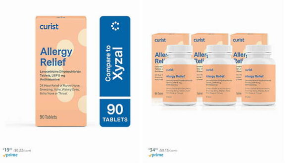 Curistは、アレルギーや痛みを和らげる商品について、明確でシンプルな説明を提供しています。一般的なブランド品に比べ、25％～50％安く販売しています