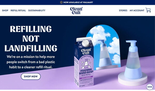 「Cleancult.com」のトップページ（画像はサイトから編集部がキャプチャ）