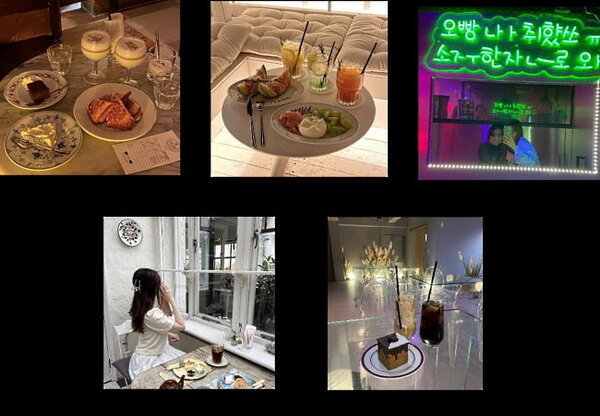 左上から順に「夜カフェ＆バー」「ルーフトップバー」「クラブっぽ居酒屋」「イギリス風カフェ」「透明カフェ」