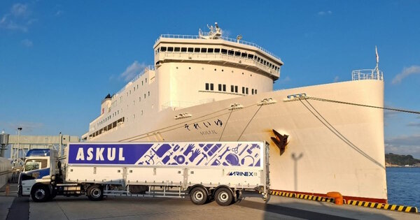 船舶モーダルシフトにより、輸送時の環境負荷軽減、ドライバー運転時間の省力化を図る