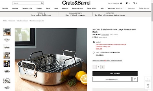 美しい画像やビデオでブランドを紹介している「Crate&Barrel」